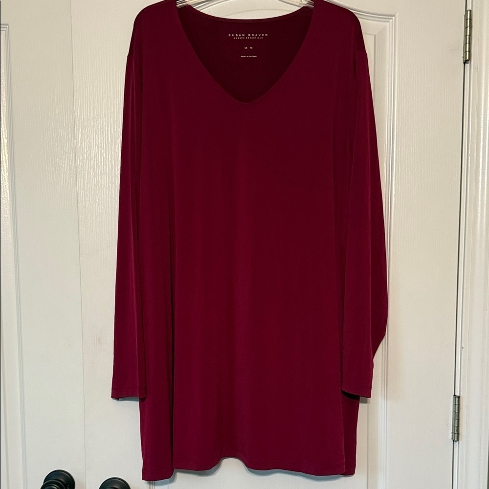 Susan Graver Rich Red V-Neck Tunic